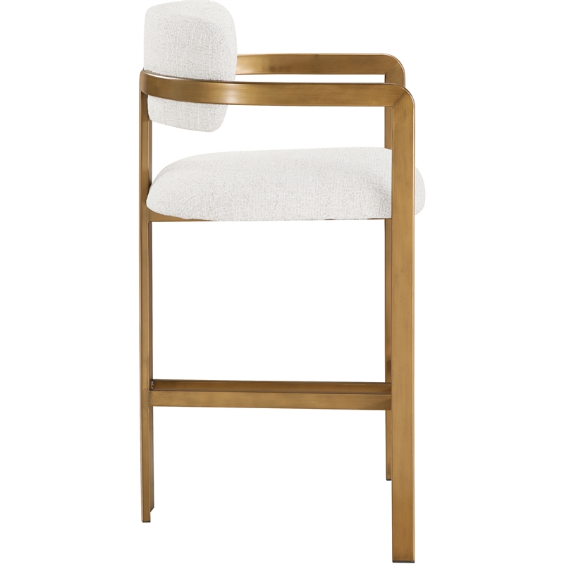 Meridian Furniture Aurum Cream Linen Textured Fabric Upholstered Counter Stool