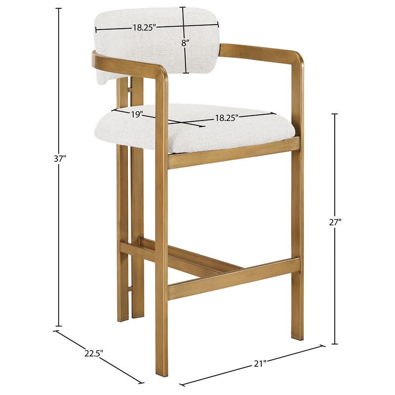 Meridian Furniture Aurum Cream Linen Textured Fabric Upholstered Counter Stool