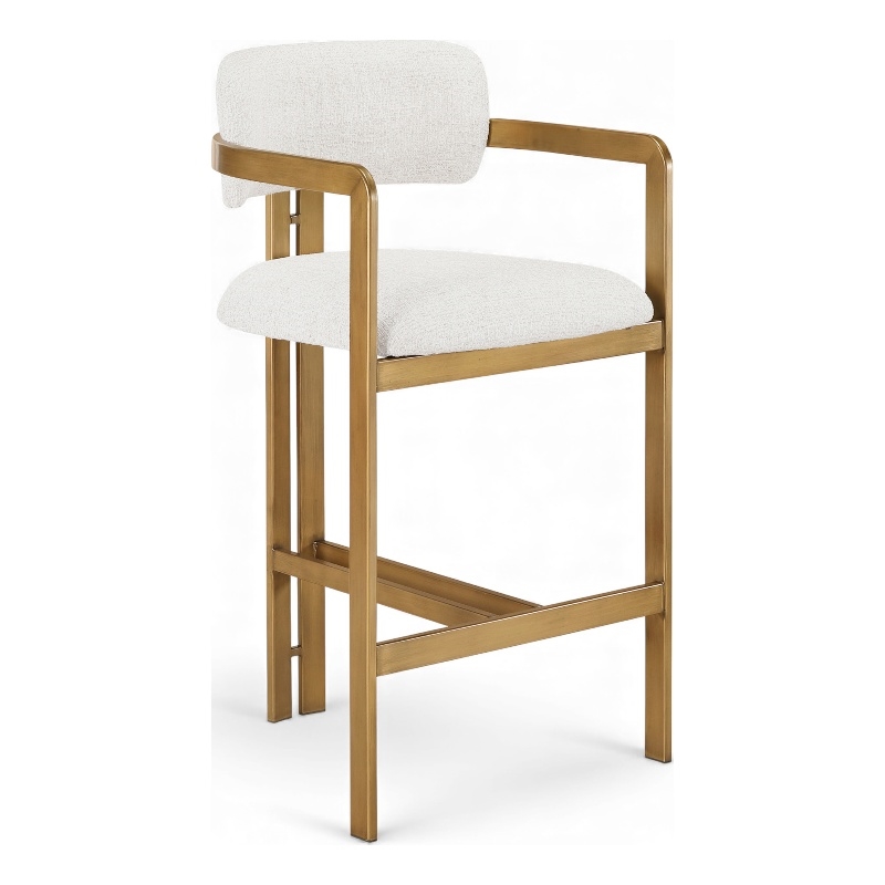 Meridian Furniture Aurum Cream Linen Textured Fabric Upholstered Counter Stool