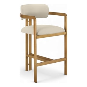 Meridian Furniture Aurum Beige Vegan Leather Upholstered Counter Stool