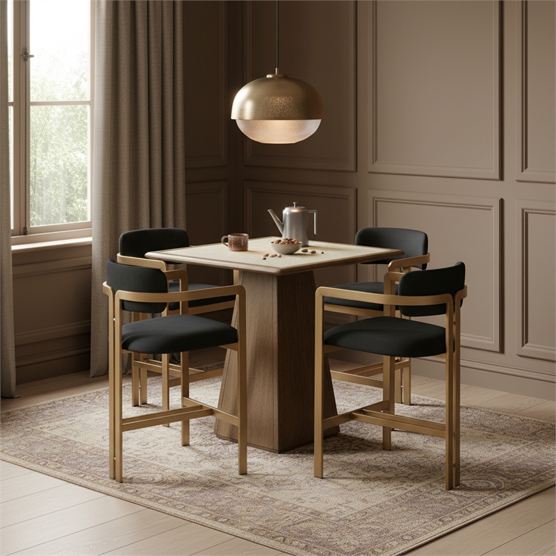 Meridian Furniture Aurum Black Vegan Leather Upholstered Counter Stool