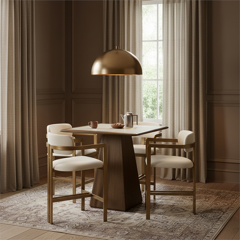 Meridian Furniture Aurum Cream Vegan Leather Upholstered Counter Stool