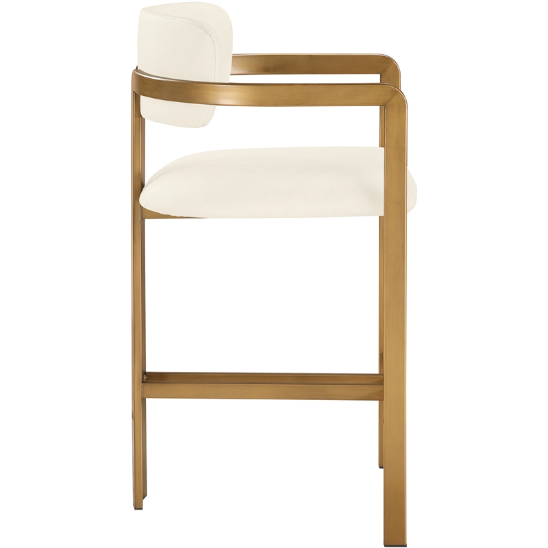 Meridian Furniture Aurum Cream Vegan Leather Upholstered Counter Stool