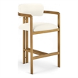 Meridian Furniture Aurum Cream Vegan Leather Upholstered Counter Stool