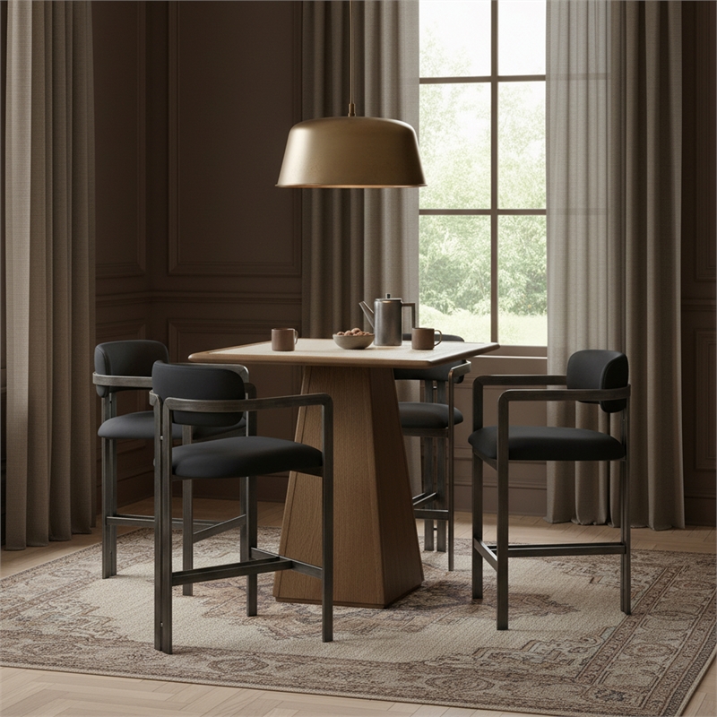 Meridian Furniture Aurum Black Vegan Leather Upholstered Counter Stool