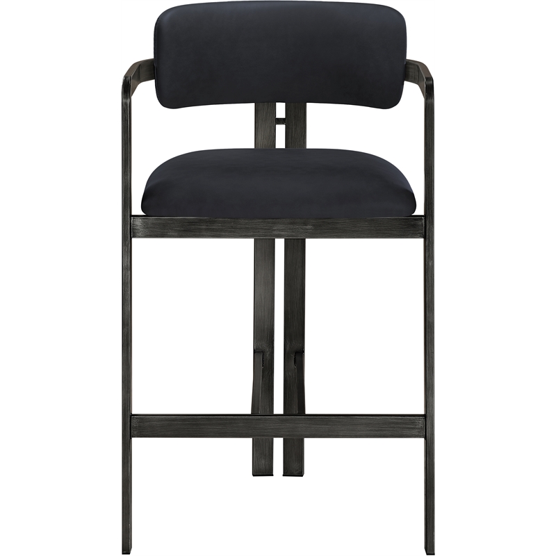 Meridian Furniture Aurum Black Vegan Leather Upholstered Counter Stool