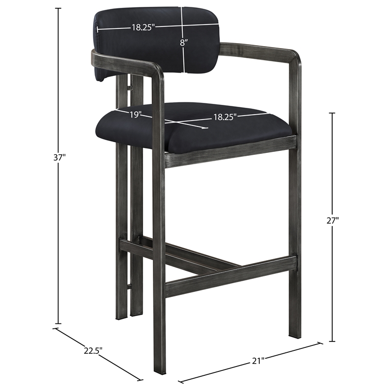 Meridian Furniture Aurum Black Vegan Leather Upholstered Counter Stool