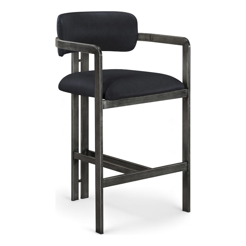 Meridian Furniture Aurum Black Vegan Leather Upholstered Counter Stool