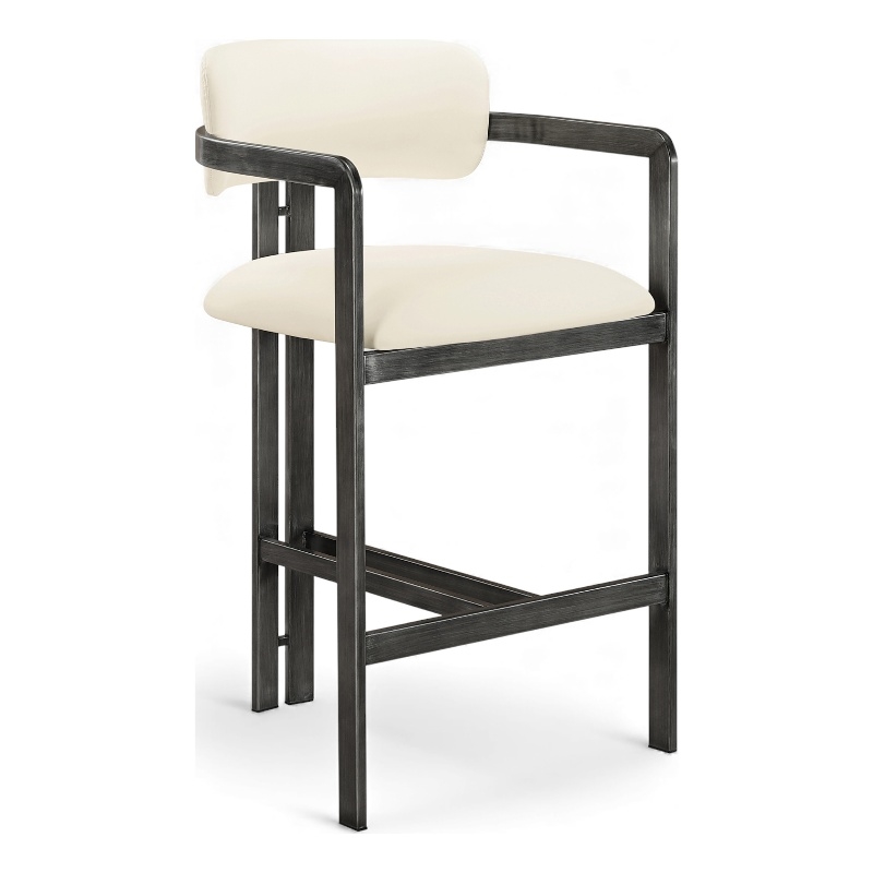 Meridian Furniture Aurum Cream Vegan Leather Upholstered Counter Stool