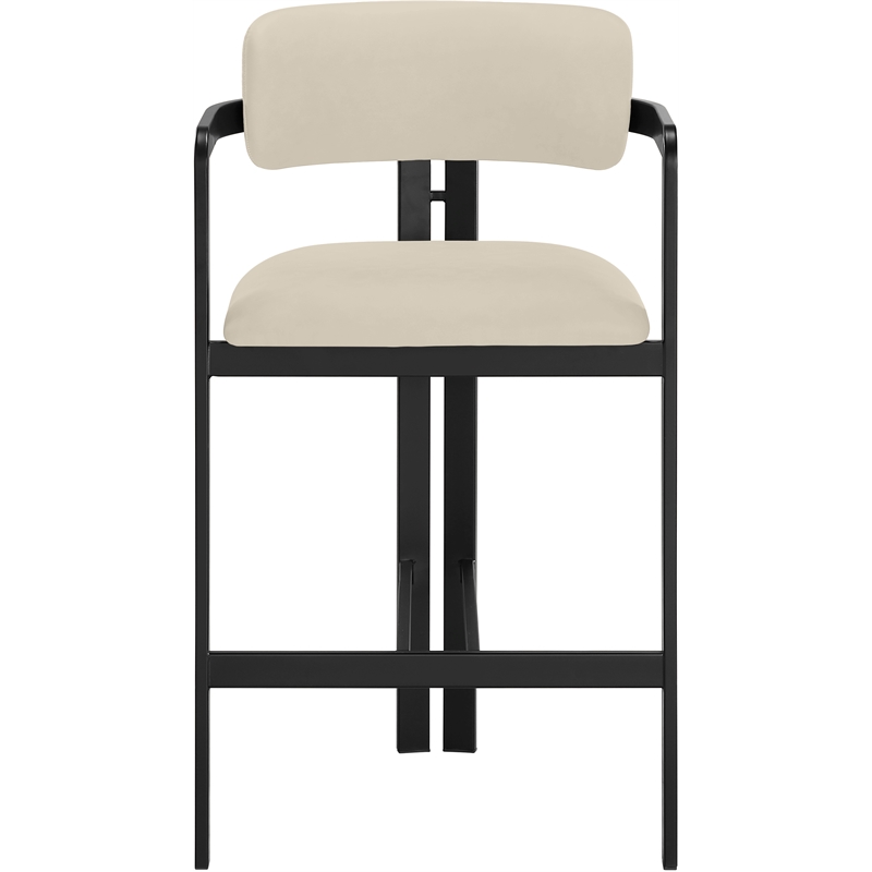 Meridian Furniture Aurum Beige Vegan Leather Upholstered Counter Stool