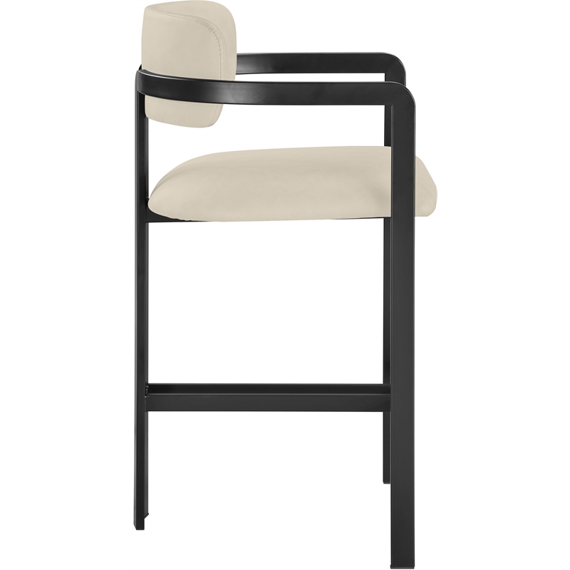 Meridian Furniture Aurum Beige Vegan Leather Upholstered Counter Stool