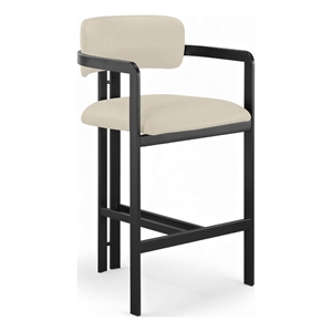 Meridian Furniture Aurum Beige Vegan Leather Upholstered Counter Stool