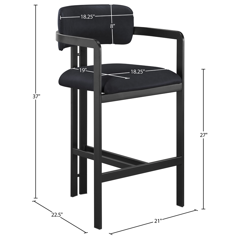 Meridian Furniture Aurum Black Vegan Leather Upholstered Counter Stool