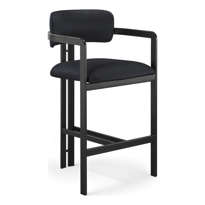 Meridian Furniture Aurum Black Vegan Leather Upholstered Counter Stool