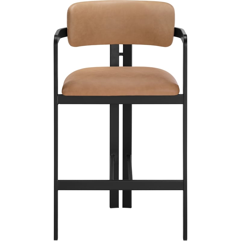 Meridian Furniture Aurum Cognac Vegan Leather Upholstered Counter Stool