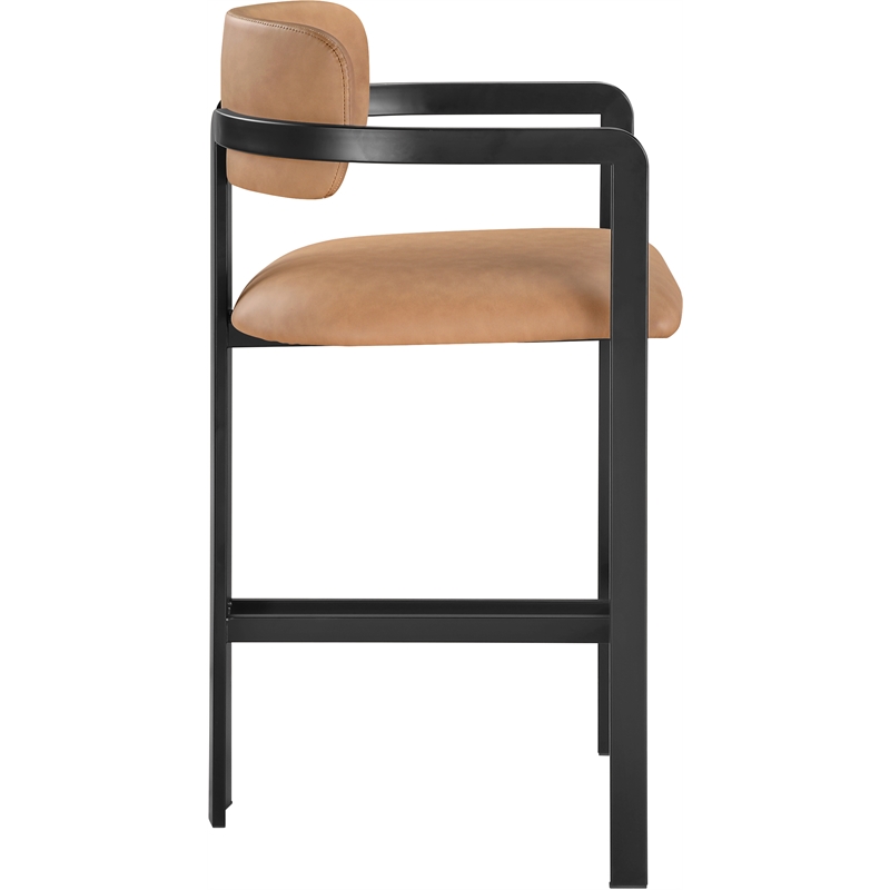 Meridian Furniture Aurum Cognac Vegan Leather Upholstered Counter Stool