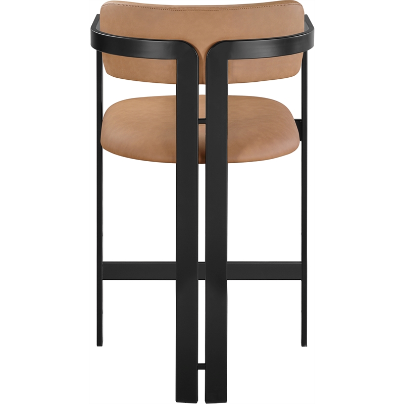 Meridian Furniture Aurum Cognac Vegan Leather Upholstered Counter Stool