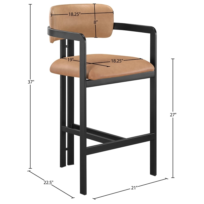 Meridian Furniture Aurum Cognac Vegan Leather Upholstered Counter Stool