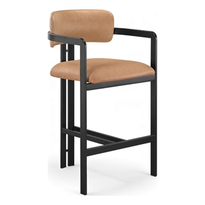 Meridian Furniture Aurum Cognac Vegan Leather Upholstered Counter Stool