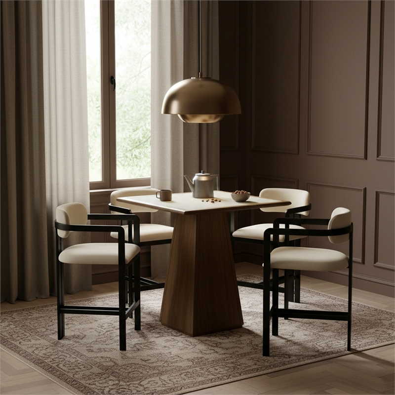 Meridian Furniture Aurum Cream Vegan Leather Upholstered Counter Stool