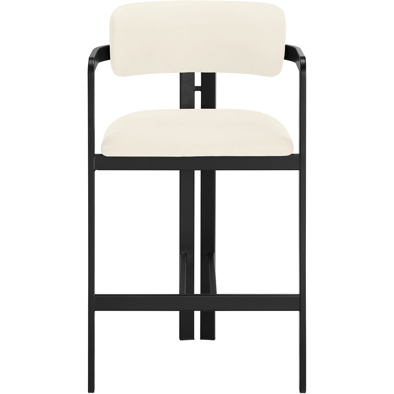 Meridian Furniture Aurum Cream Vegan Leather Upholstered Counter Stool