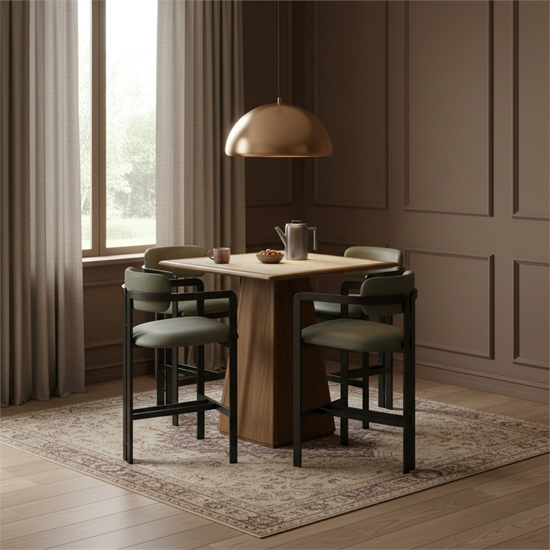 Meridian Furniture Aurum Green Vegan Leather Upholstered Counter Stool