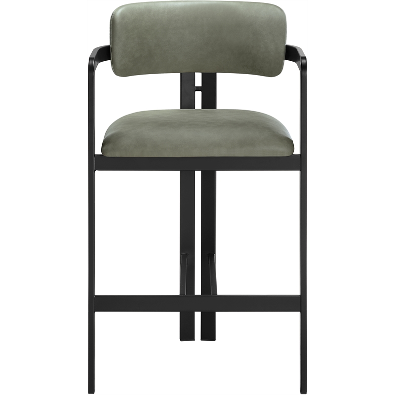 Meridian Furniture Aurum Green Vegan Leather Upholstered Counter Stool