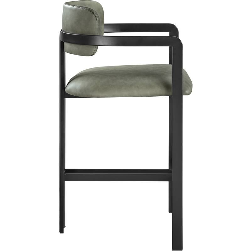Meridian Furniture Aurum Green Vegan Leather Upholstered Counter Stool