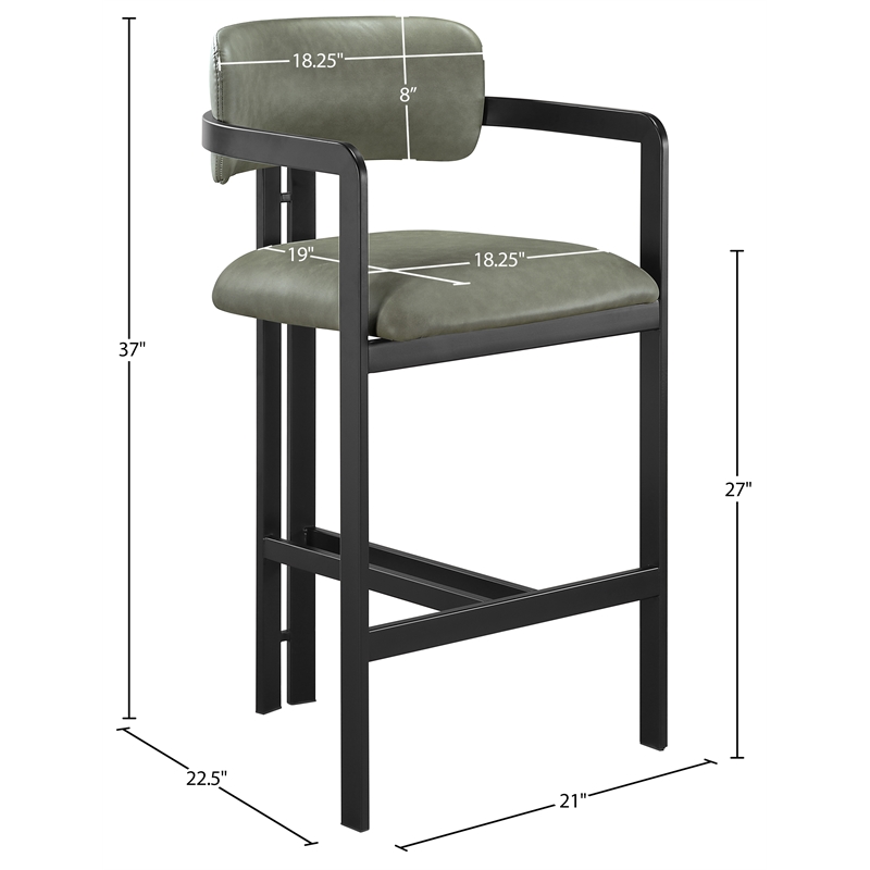 Meridian Furniture Aurum Green Vegan Leather Upholstered Counter Stool