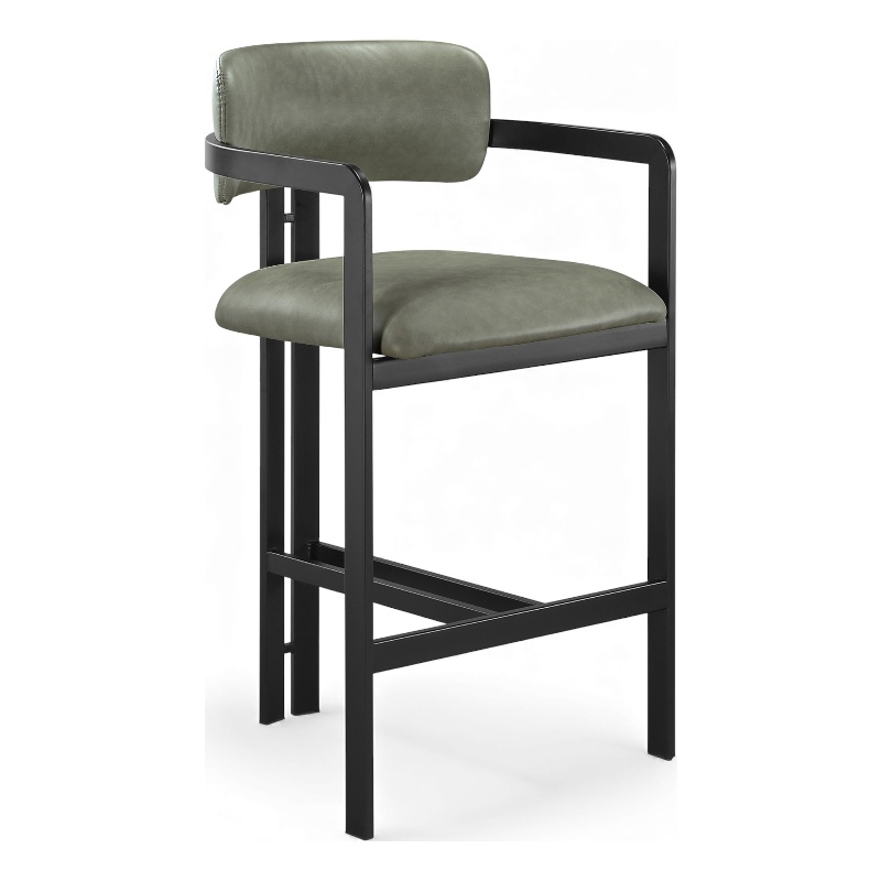 Meridian Furniture Aurum Green Vegan Leather Upholstered Counter Stool