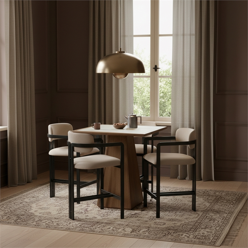 Meridian Furniture Aurum Taupe Vegan Leather Upholstered Counter Stool
