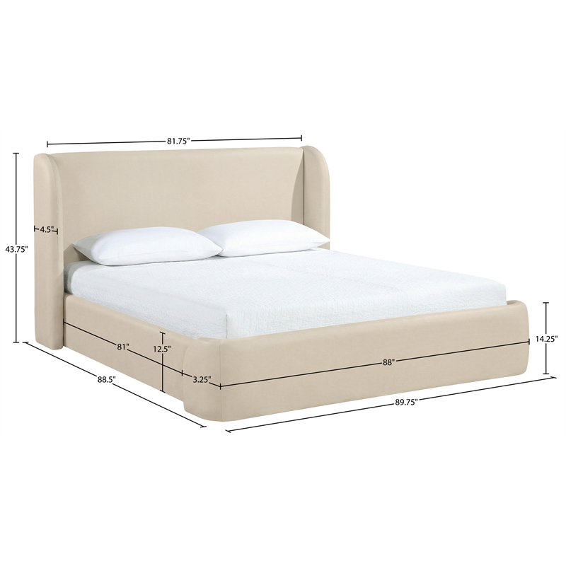 Meridian Furniture Warby Beige Vegan Leather Upholstered King Bed