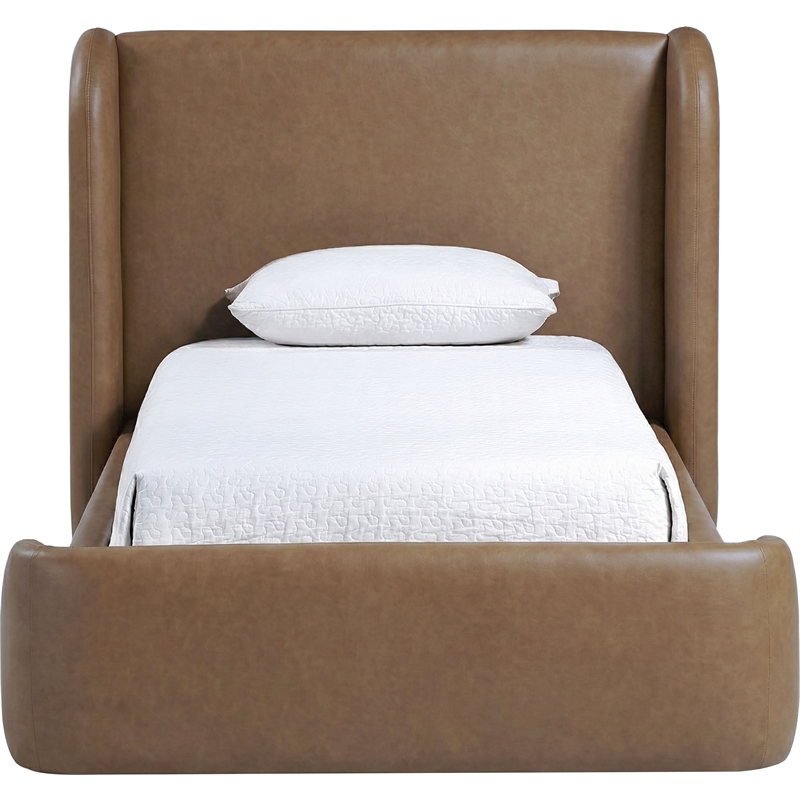 Meridian Furniture Warby Brown Vegan Leather Upholstered Twin Bed