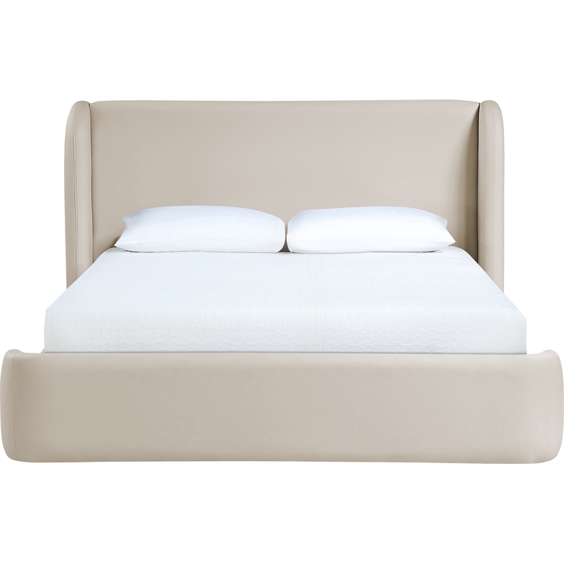 Meridian Furniture Warby Taupe Vegan Leather Upholstered King Bed
