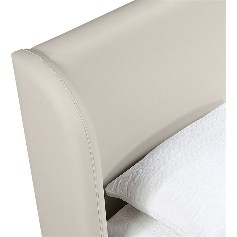 Meridian Furniture Warby Taupe Vegan Leather Upholstered King Bed