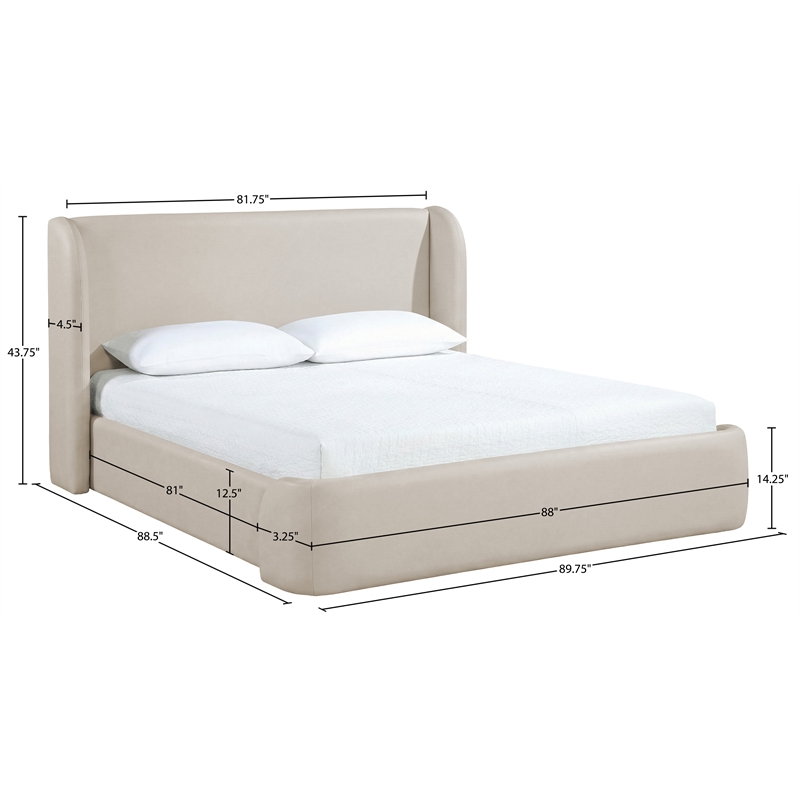 Meridian Furniture Warby Taupe Vegan Leather Upholstered King Bed