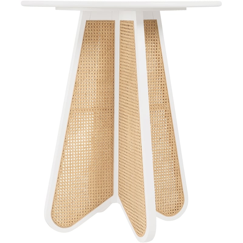 meridian furniture butterfly 36&quot white solid wood and cane bar height table