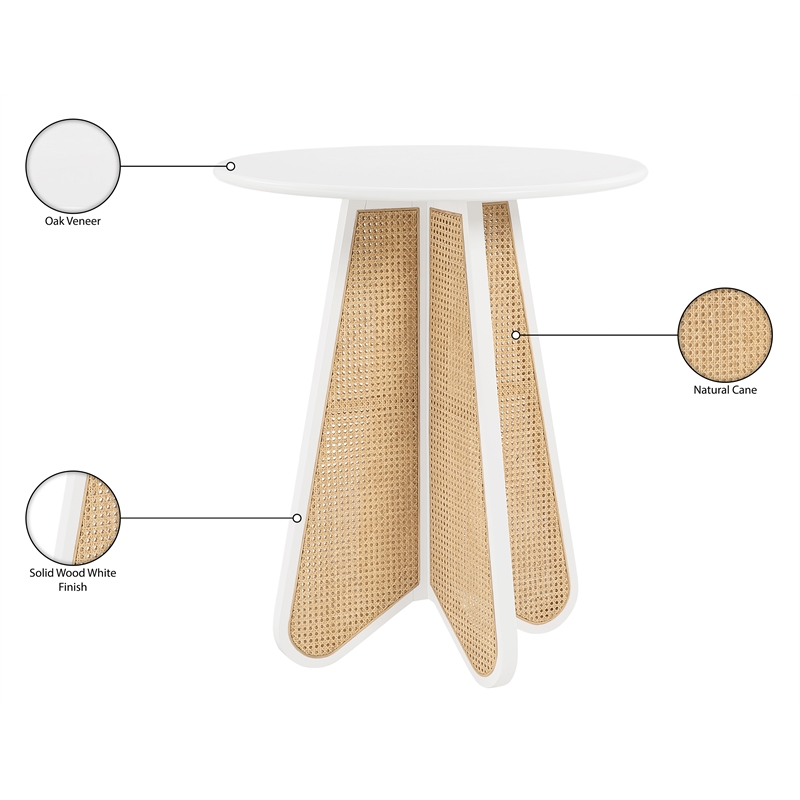 meridian furniture butterfly 36&quot white solid wood and cane bar height table