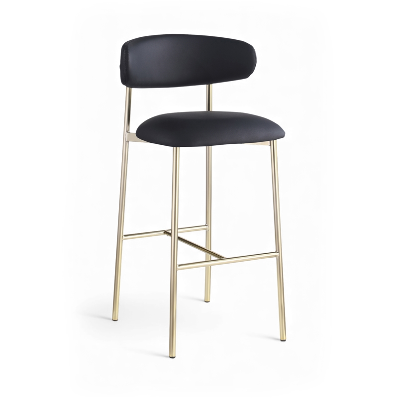 Meridian Furniture Lupita Black Vegan Leather Upholstered Bar Stool (Set of 2)