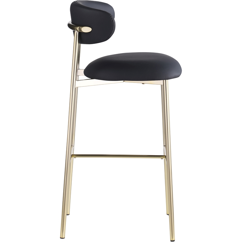 Meridian Furniture Lupita Black Vegan Leather Upholstered Bar Stool (Set of 2)