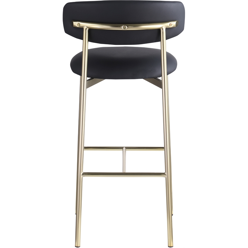 Meridian Furniture Lupita Black Vegan Leather Upholstered Bar Stool (Set of 2)