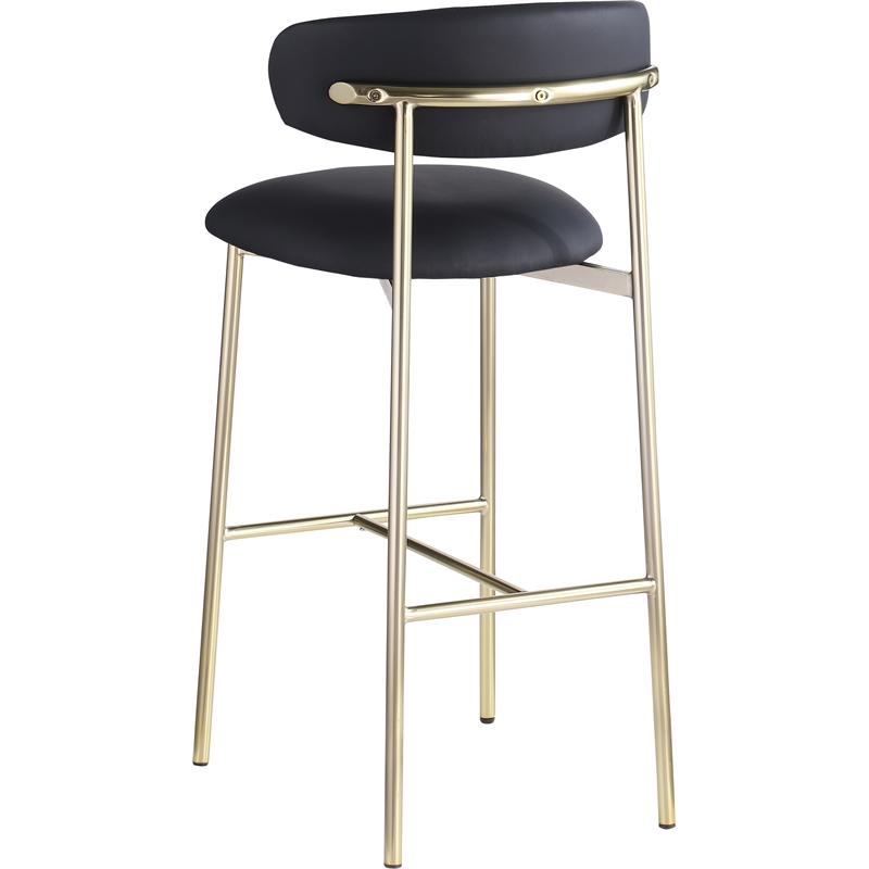 Meridian Furniture Lupita Black Vegan Leather Upholstered Bar Stool (Set of 2)