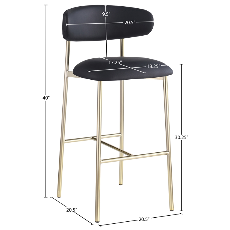 Meridian Furniture Lupita Black Vegan Leather Upholstered Bar Stool (Set of 2)