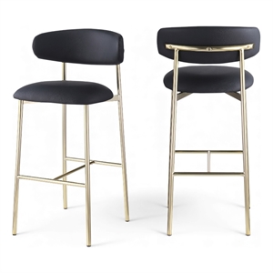 Meridian Furniture Lupita Black Vegan Leather Upholstered Bar Stool (Set of 2)