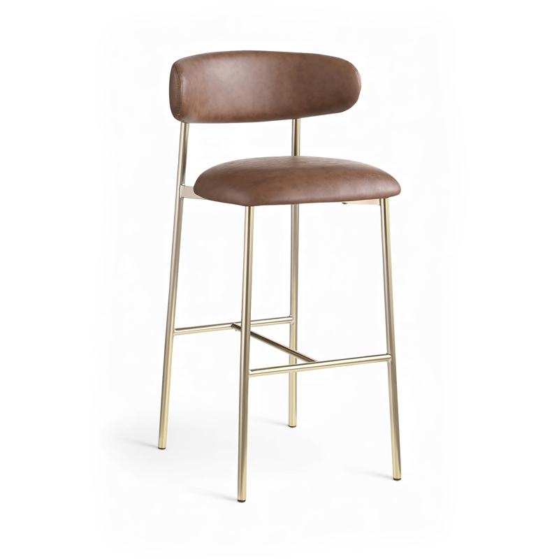 Meridian Furniture Lupita Brown Vegan Leather Upholstered Bar Stool (Set of 2)