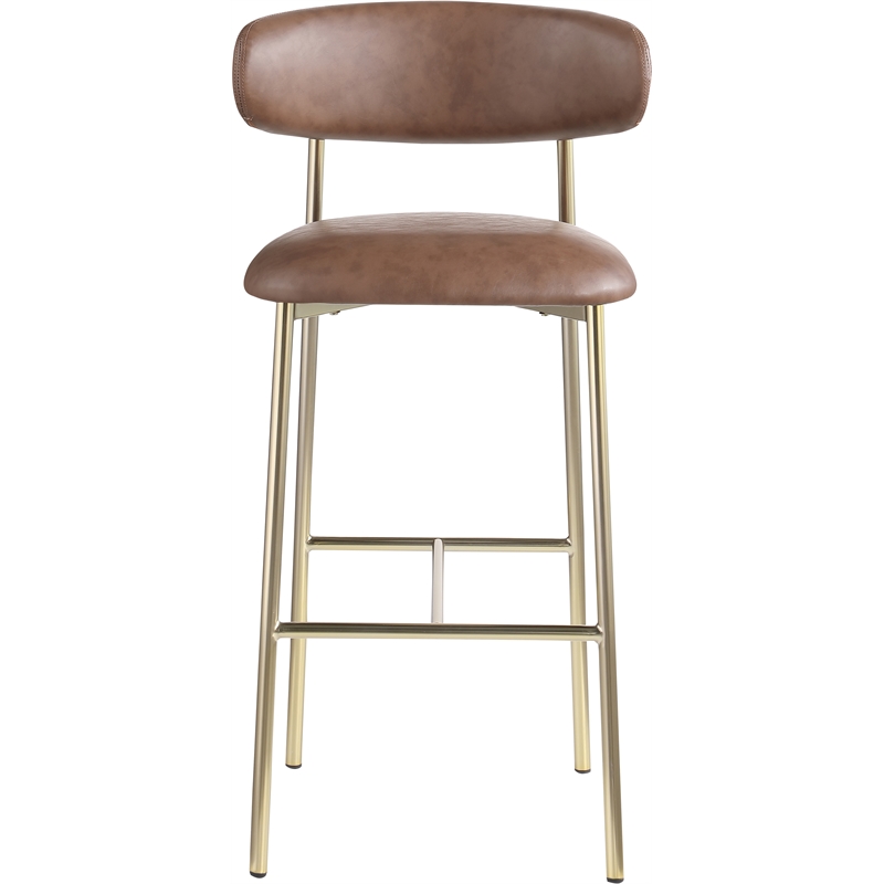 Meridian Furniture Lupita Brown Vegan Leather Upholstered Bar Stool (Set of 2)