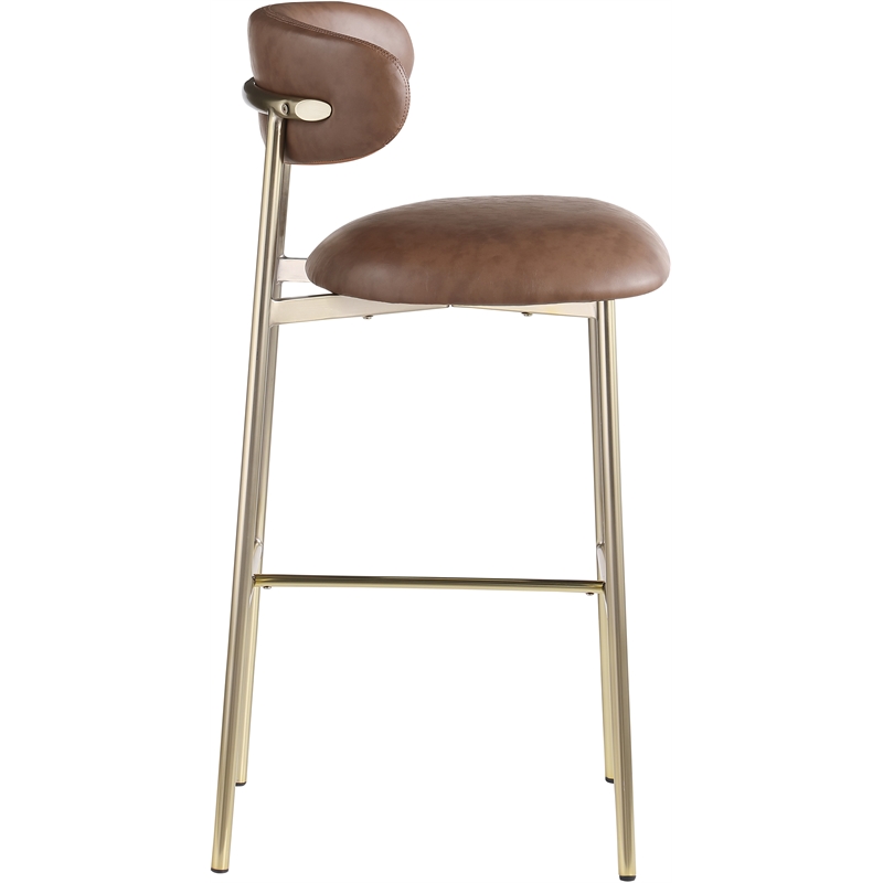 Meridian Furniture Lupita Brown Vegan Leather Upholstered Bar Stool (Set of 2)