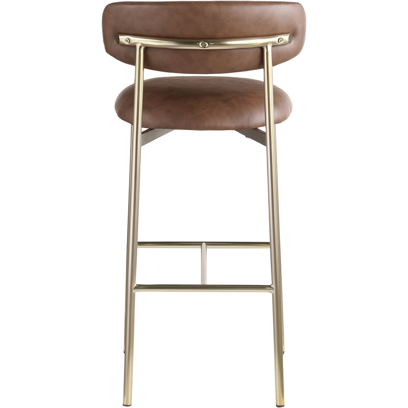 Meridian Furniture Lupita Brown Vegan Leather Upholstered Bar Stool (Set of 2)