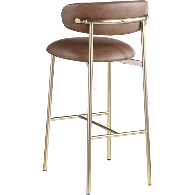 Meridian Furniture Lupita Brown Vegan Leather Upholstered Bar Stool (Set of 2)
