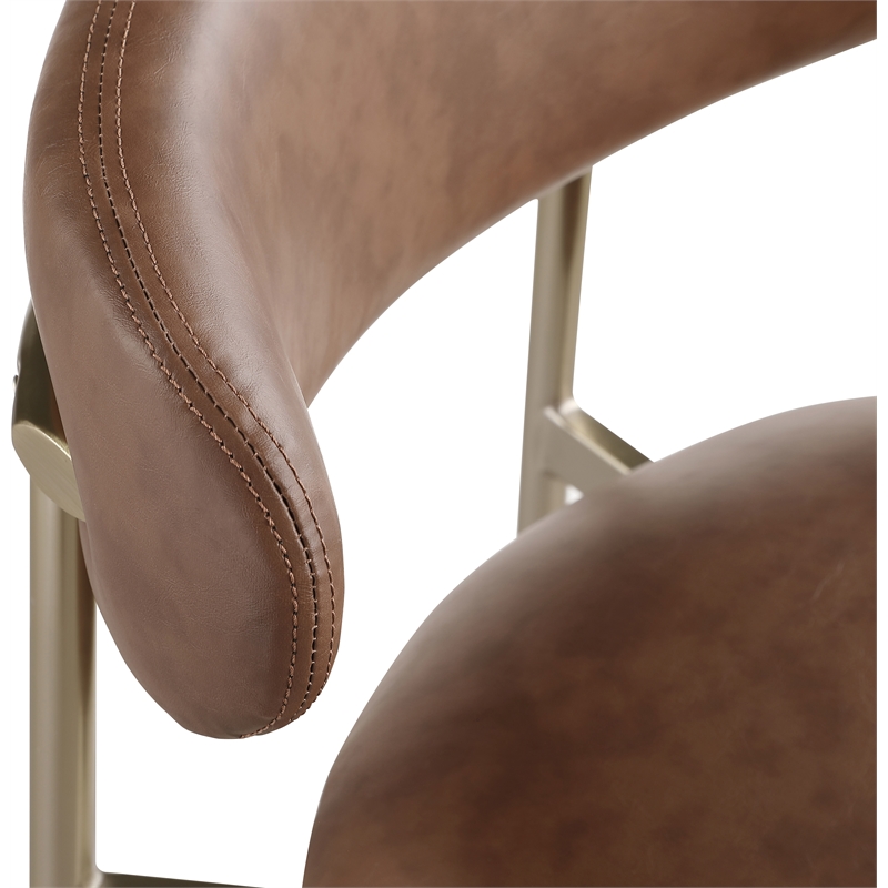 Meridian Furniture Lupita Brown Vegan Leather Upholstered Bar Stool (Set of 2)